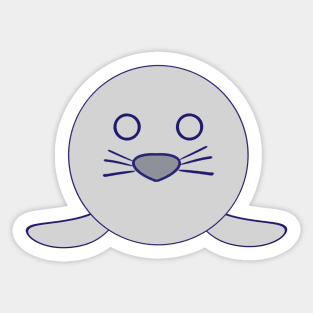 Kawaii Funny Shocked Staring Expression Grey Baby Seal Sticker